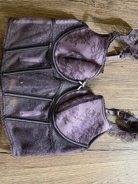Victoria's Secret Plum Lace Longline Bra